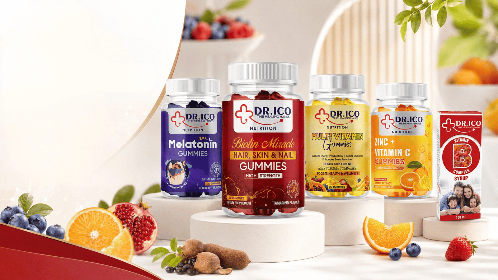 DoctorIco nutrition gummies and vitamin syrups