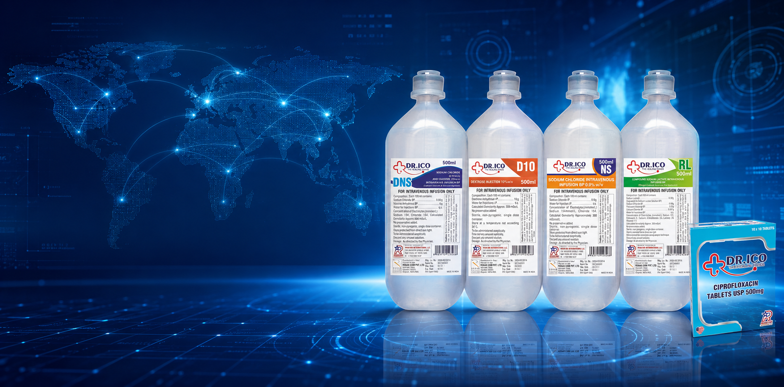 DoctorIco IV infusion and injectable range presented in a clinical setting