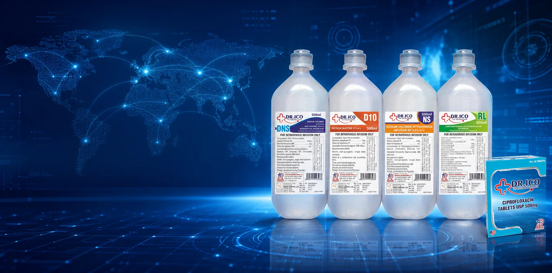 DoctorIco IV infusion and injectable range presented in a clinical setting