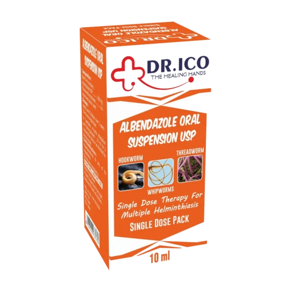 DoctorIco Albendazole Oral Suspension USP 10ml product packaging