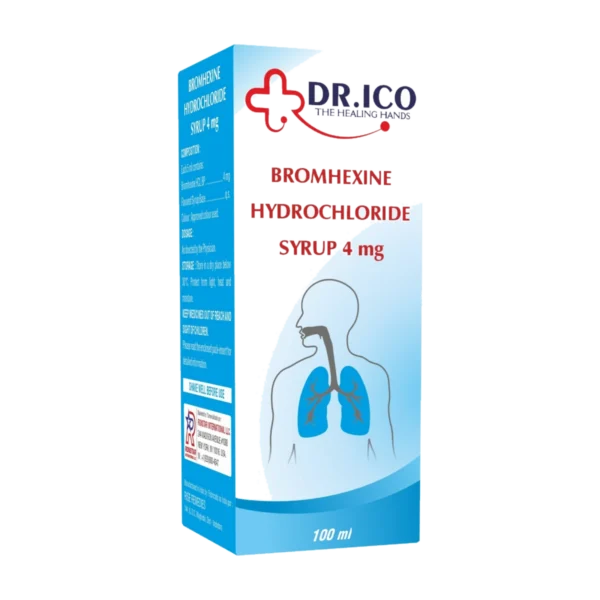 DoctorIco Bromhexine Hydrochloride Syrup 4mg 100ml Cyan Pack product packaging