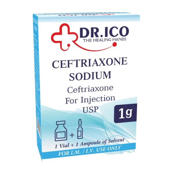 DoctorIco Ceftriaxone Sodium for Injection USP 1g product packaging