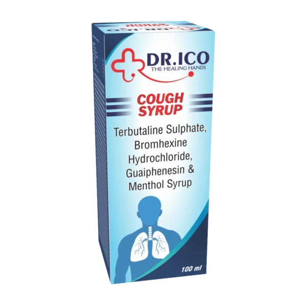 DoctorIco Cough Syrup Terbutaline Bromhexine Guaiphenesin and Menthol 100ml product packaging
