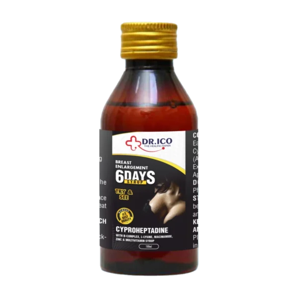 DoctorIco Cyproheptadine Multivitamin Syrup 6 Days Black Bottle product packaging