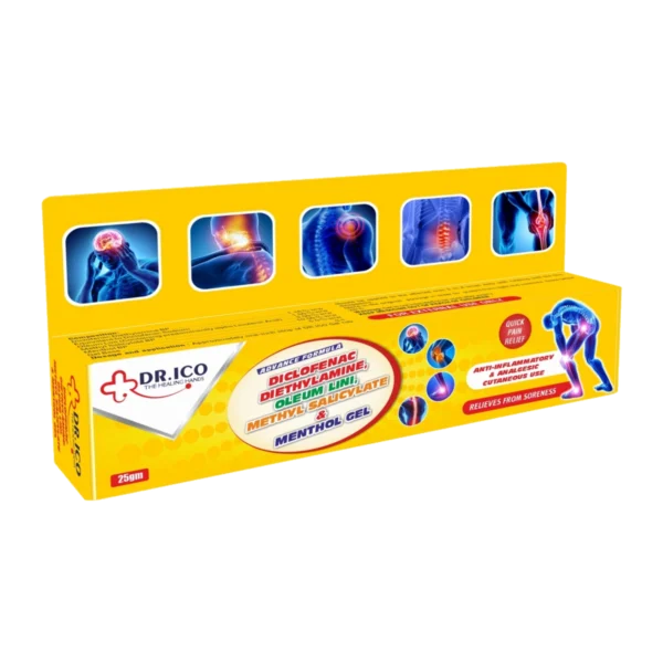 DoctorIco Diclofenac Pain Relief Gel Yellow Pack 1 product packaging