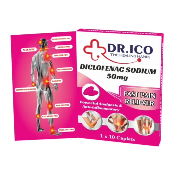 DoctorIco Diclofenac Sodium 50mg Caplets Magenta Pack product packaging