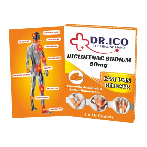 DoctorIco Diclofenac Sodium 50mg Caplets Orange Pack product packaging
