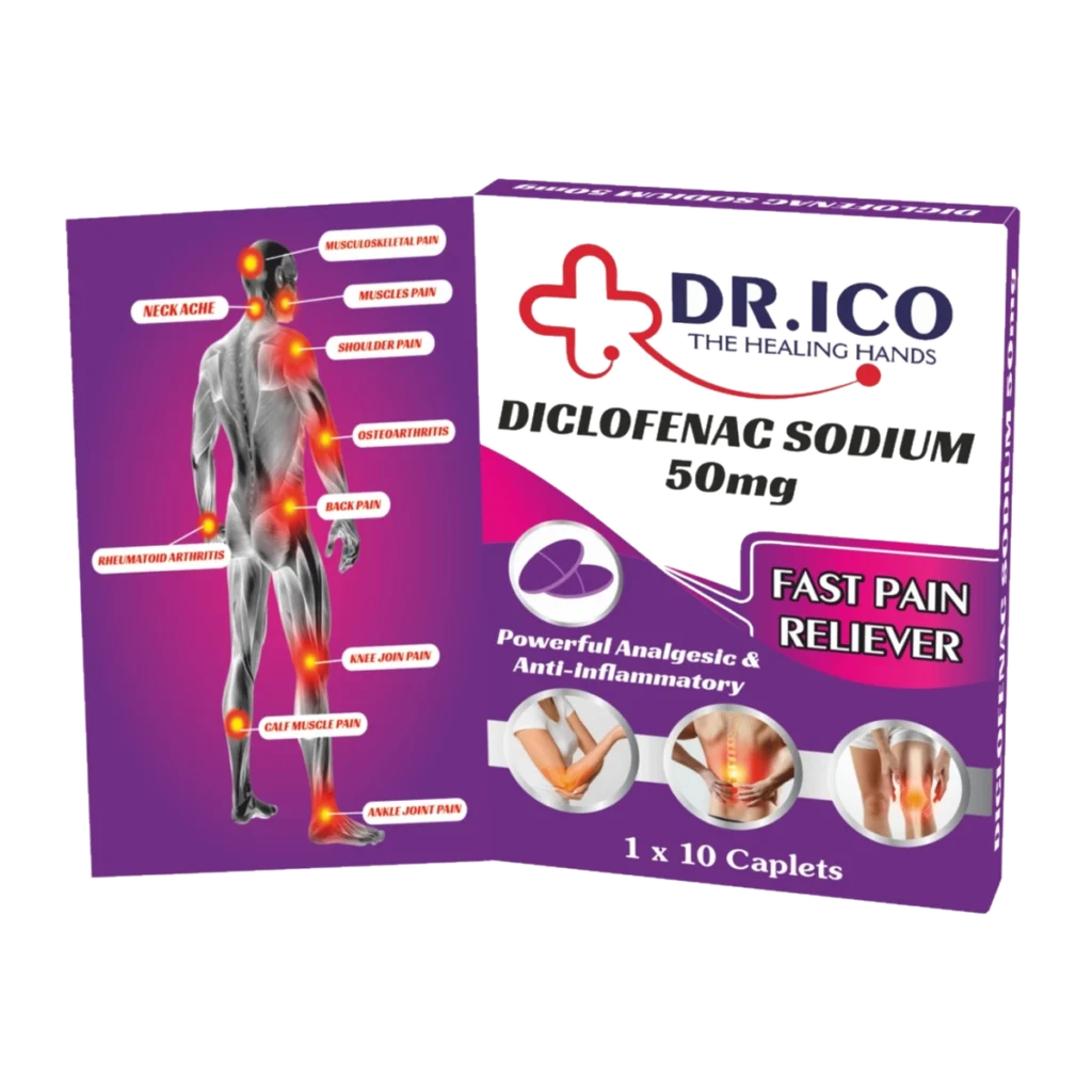 Diclofenac Sodium 50mg Caplets Purple Pack