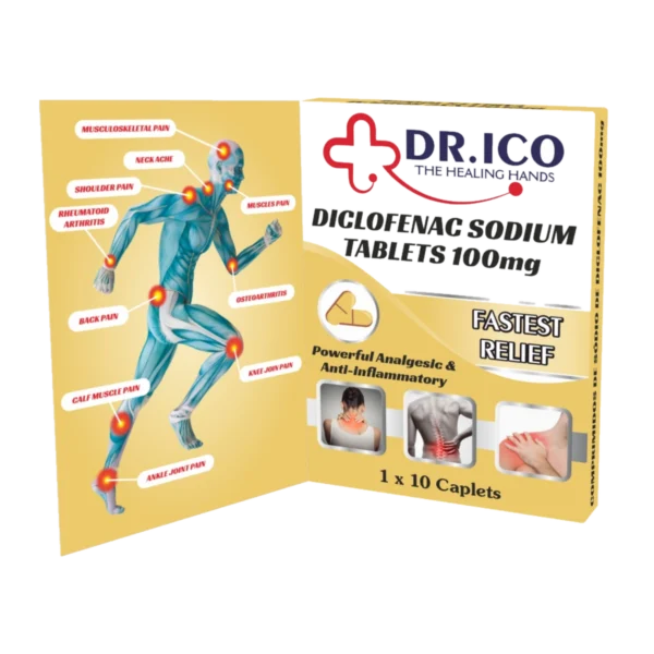 DoctorIco Diclofenac Sodium Tablets 100mg Beige Pack product packaging