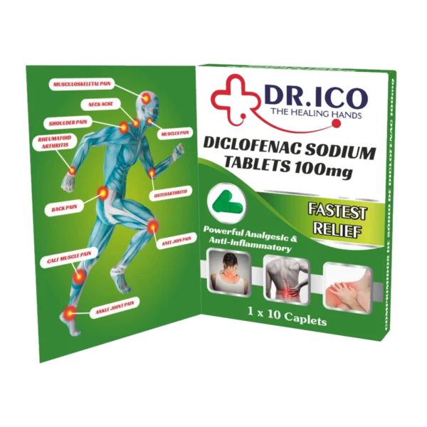 DoctorIco Diclofenac Sodium Tablets 100mg Green Pack product packaging