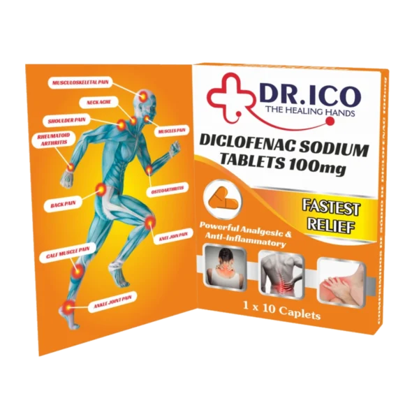 DoctorIco Diclofenac Sodium Tablets 100mg Orange Pack product packaging
