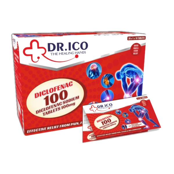 DoctorIco Diclofenac Sodium Tablets 100mg Red Blister Pack product packaging