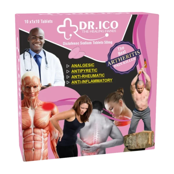 DoctorIco Diclofenac Sodium Tablets 50mg Doctor Pack Pink product packaging