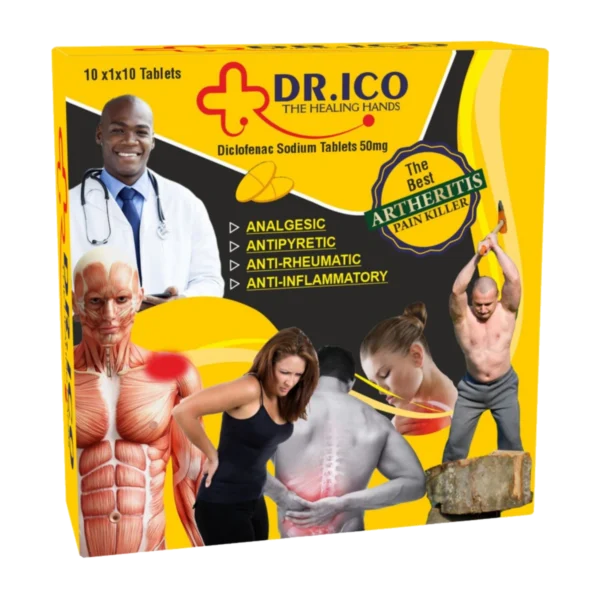 DoctorIco Diclofenac Sodium Tablets 50mg Doctor Pack Yellow product packaging