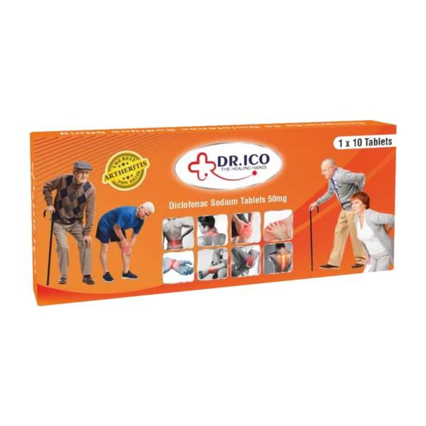 DoctorIco Diclofenac Sodium Tablets 50mg Long Pack Orange 2 product packaging