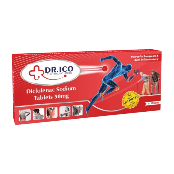 DoctorIco Diclofenac Sodium Tablets 50mg Long Pack Red 2 product packaging