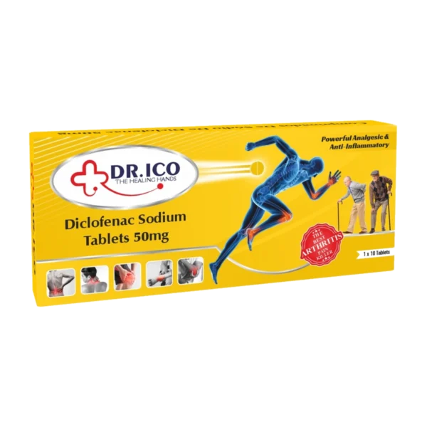 DoctorIco Diclofenac Sodium Tablets 50mg Long Pack Yellow product packaging
