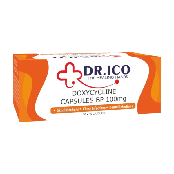 DoctorIco Doxycycline Capsules BP 100mg product packaging