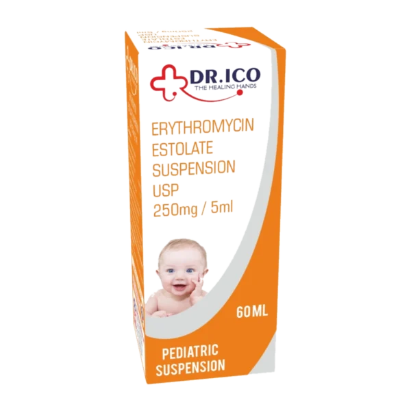 DoctorIco Erythromycin Estolate Suspension USP 250mg/5ml 60ml product packaging
