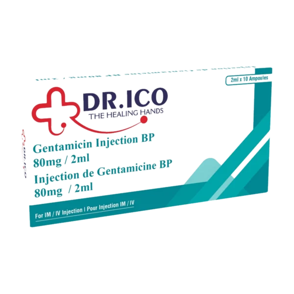 DoctorIco Gentamicin Injection BP 80mg/2ml product packaging