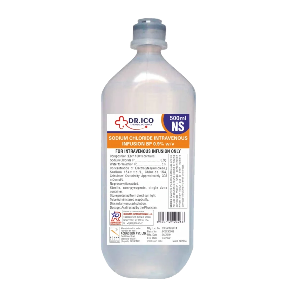 DoctorIco Normal Saline Intravenous Infusion 500ml product packaging