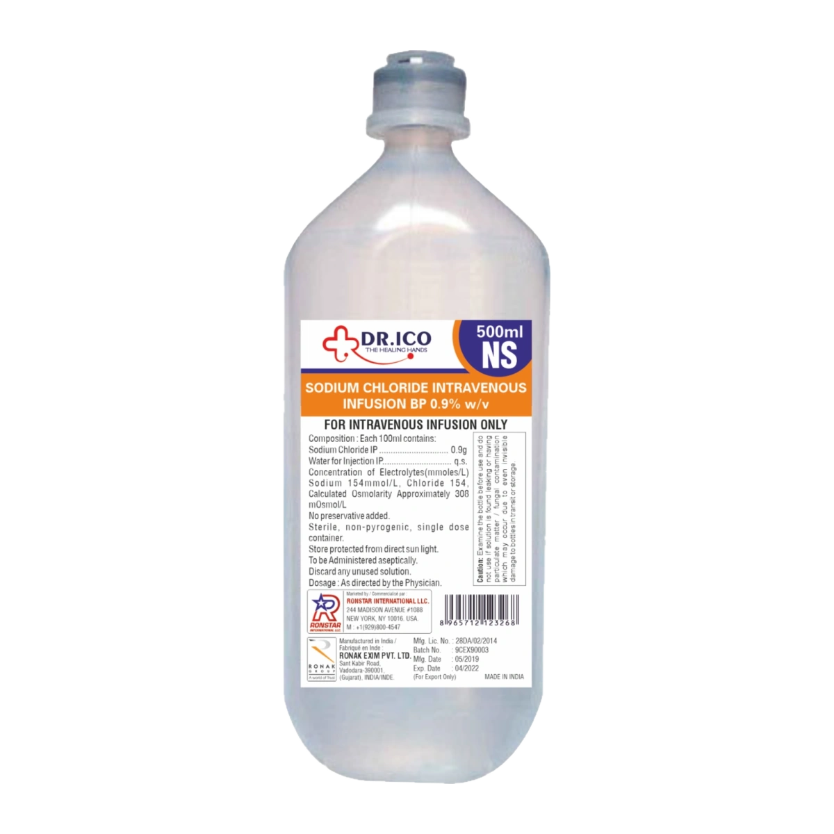 DoctorIco Normal Saline Intravenous Infusion 500ml product packaging