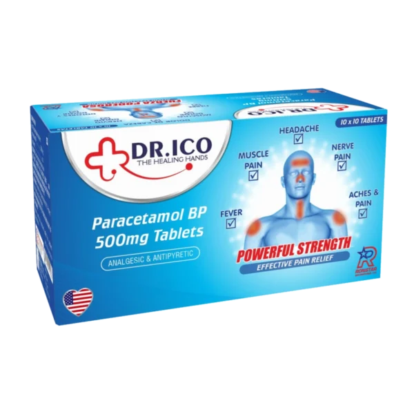 DoctorIco Paracetamol BP 500mg Tablets product packaging