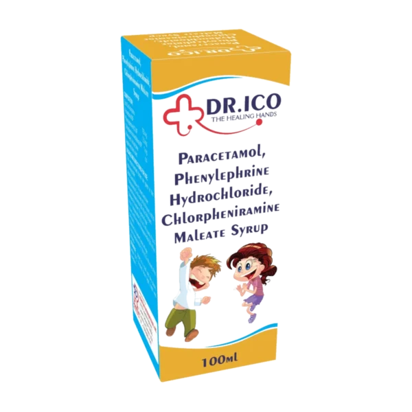 DoctorIco Paracetamol Phenylephrine Hydrochloride and Chlorpheniramine Maleate Syrup 100ml product packaging